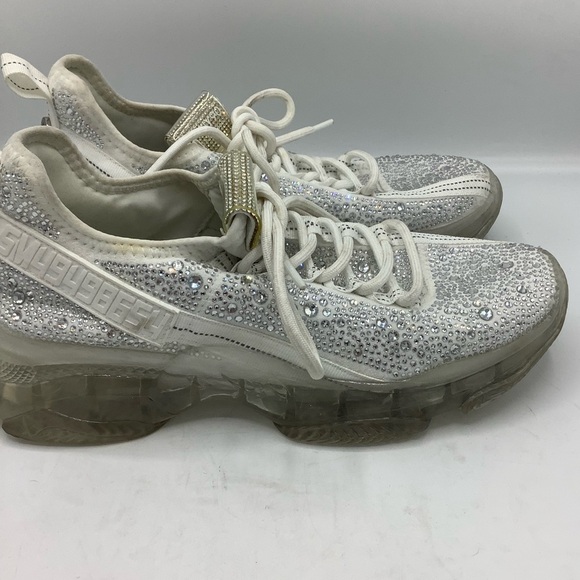 STEVE MADDEN Maxima White Rhinestone Sneakers - Picture 7 of 9